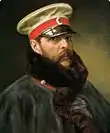 Portrait of Emperor Alexander II wearing the greatcoat and cap of the Imperial Horse-Guards Regiment. c.&nbsp;1865