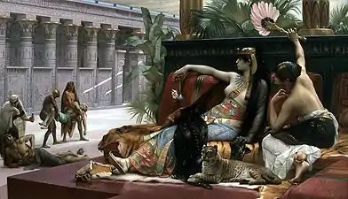 Cleopatra Testing Poisons on Condemned Prisoners, by Alexandre Cabanel, 1887, oil on canvas, 87.6 x 148 cm, private collection