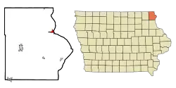 Location of Lansing, Iowa
