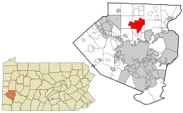 Location in Allegheny County and state of Pennsylvania