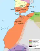 Almoravid dynastyat its greatest extent (early 12th century)