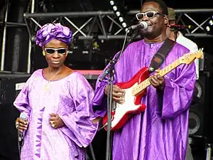 Image 26Malian musical duo Amadou et Mariam are known internationally for their music, combining Malian and international influences. (from Culture of Mali)