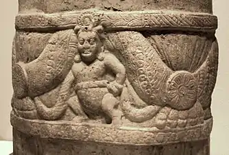 Greek scroll supported by Indian Yaksas, Amaravati Stupa, 3rd century.