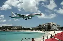 Image 9American 757 on final approach to Saint Maarten Airport (from Tourism in the Caribbean)