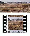 Comparison between the "normal" picture and the anamorphic picture on a 35&nbsp;mm film in Cinemascope format