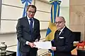 Ambassador Anders Carlsson (2019–present) and Minister of Foreign Affairs Jorge Faurie.