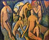 André Derain, c. 1908, Baigneuses (Esquisse), oil on canvas, 38 × 46 cm, Musée d'Art Moderne de la Ville de Paris