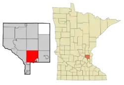 Location of the city of Blainewithin Anoka County, Minnesota
