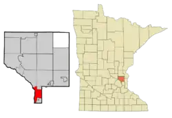 Location of the city of Fridleywithin Anoka County, Minnesota