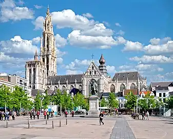Cathedral of Our Lady, seen from the Groenplaats