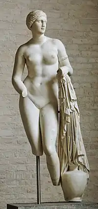 Aphrodite Braschi, free copy (1st century BC) after a votive statue of Praxitele in Cnidus (Aphrodite of Cnidus type, ca. 350–340 BC). Glyptothek, Munich