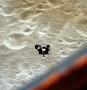Apollo 10 Lunar Module over the lunar surface