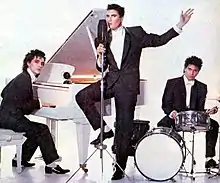 (Fltr): Nick Rhodes, Simon LeBon, and Roger Taylor, 1985