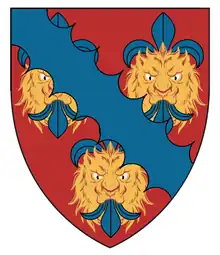 The armorial bearings of Gilbert Denys has an azure bend on gules, violating the rule of tincture.