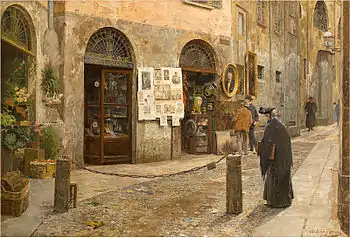 72. Arturo Ferrari, Nella vecchia via (Il vicolo di San Bernardino alle ossa a Milano), 1912