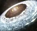 Artist's impression of the water snow line around V883 Orionis, detected with ALMA