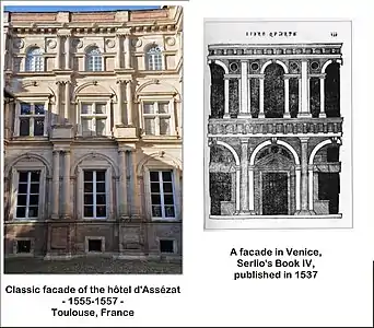 Influence of an engraving by Serlio.