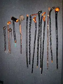 Various assorted shillelagh (club).