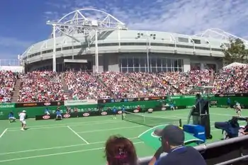 Image 56Margaret Court Arena at the Australian Open in 2005 prior to its redevelopment. Rod Laver Arena is in the background. (from Australian Open)