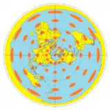 Tissot’s indicatrix applied to the azimuthal equidistant projection