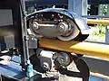 Wheel assembly on a Bolliger & Mabillard inverted coaster.