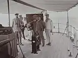 Ferdinand I of Bulgaria and Dimitar Rizov on the ship Nadezhda.