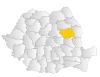 Map of Romania highlighting Bacău County