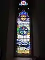 The Dix Window. Margaret Dix, daughter of the last rector, was a neuro-otologist. The Aramaic word ephphatha is that attributed to Jesus when healing a deaf and dumb man.