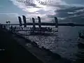 View of the lake by sunset. Tired attendants can relax on the pier built by the main sponsor, Heineken.