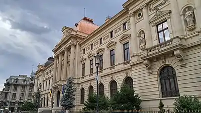 Exterior of the Old National Bank of Romania Palace, Bucharest, 1883-1900, by Joseph-Marie Cassien Barnard and Albert Galleron, assisted by Grigore Cerkez and Constantin Băicoianu