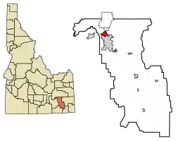 Location of Chubbuck in Bannock County, Idaho.