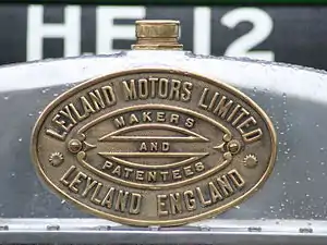 Leyland Motors builder's plate.