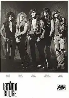 Baton Rouge, 1991. L-R: Scott Bender, Lance Bulen, Kelly Keeling, Corky McClellan and David Cremin.