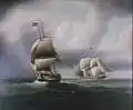 battle between United States & Macedonian (ca. 1820) in the collection at The Mariners' Museum