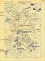 The situation at 4:30&nbsp;p.m. Red - the Austrian troops, Blue - the Hungarian troops.