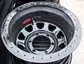 The same wheel with the tire, bolts, and outer ring removed.