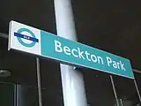 Signage on westbound platform