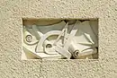 Bas-relief of the Blomme House in Brussels representing the architect's instruments