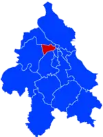Location of New Belgrade within the city of Belgrade