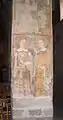 Church of Pietro e Paolo, St. Dorotea and St. Tecla, fresco on a pillar of the church, 15th century