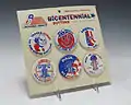 Six different Bicentennial buttons designed and sent by two art teachers to President Gerald R. Ford.