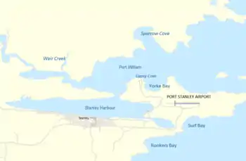 Map showing the Port Stanley area