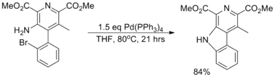C-N coupling reaction in the total synthesis of lavendamycin