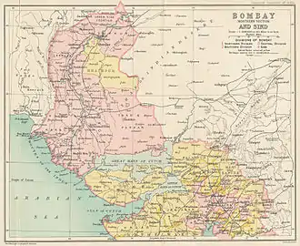 The Bombay Presidency in 1909, northern portion