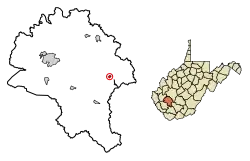 Location of Sylvester in Boone County, West Virginia.