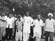 A. K. Gopalan, Hare Krishna Konar and Harkishan Singh Surjeet. (Standing for to take photo).