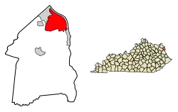 Location of Ashland in Boyd County, Kentucky.