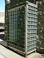 Safety cage around entrance to indoor hive (now dismantled)