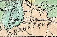Map of a part of Cherokee territory in 1827