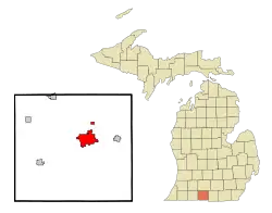 Location of Coldwater within Branch County, Michigan